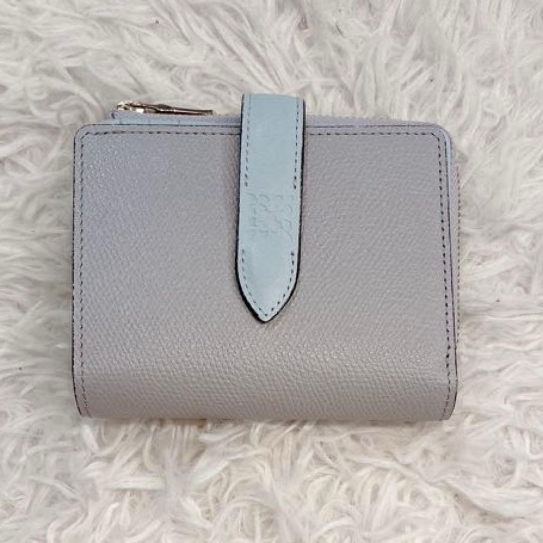 【美品】russet レザーベルトハーフウォレット　二つ折り財布　グレー