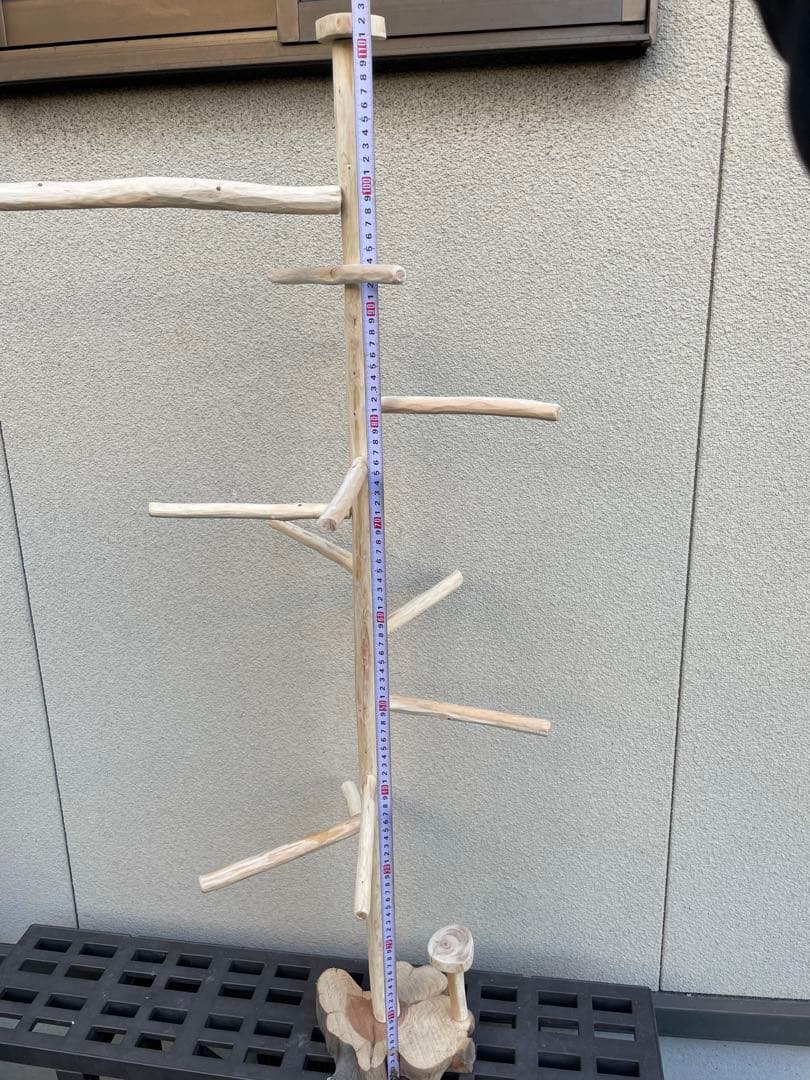 国産ヒノキ　鳥用止まり木　スタンド　アスレチック　約113センチ