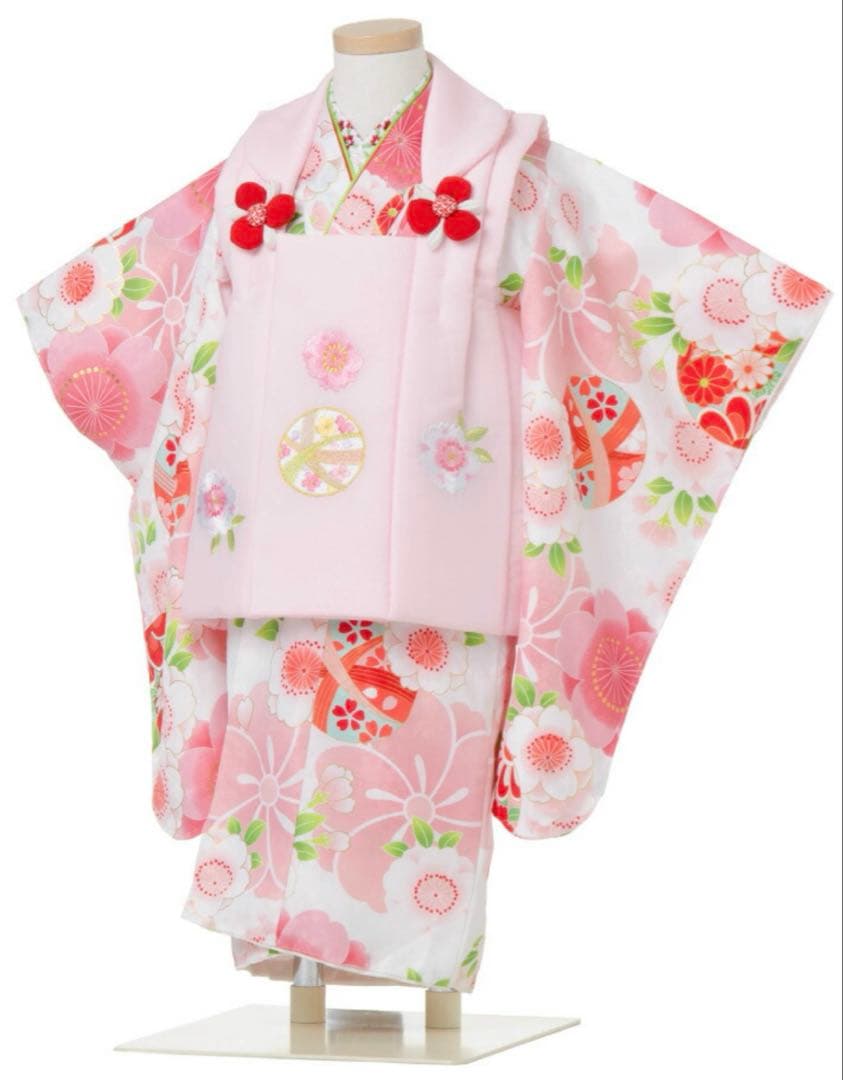 【京都花ひめ】3歳 七五三 被布セット 花柄