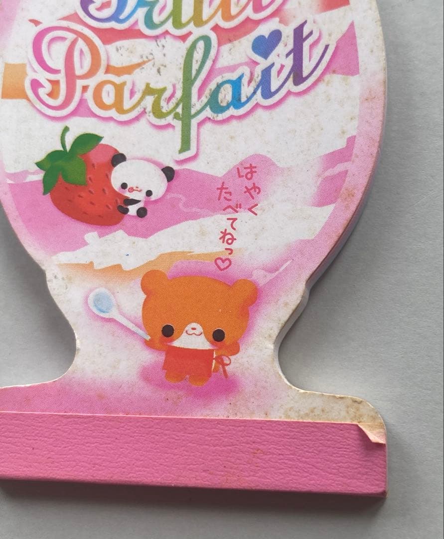 フルーツパフェ　ダイカット　メモ　メモ帳　カミオジャパン　平成レトロ　パンダ