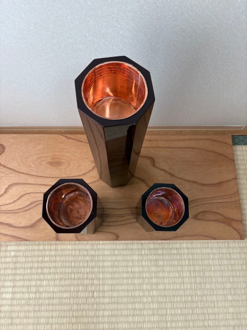 65 お正月限定セール　美品　短三管筒　3本セット　溜塗り　華道　格花　花器