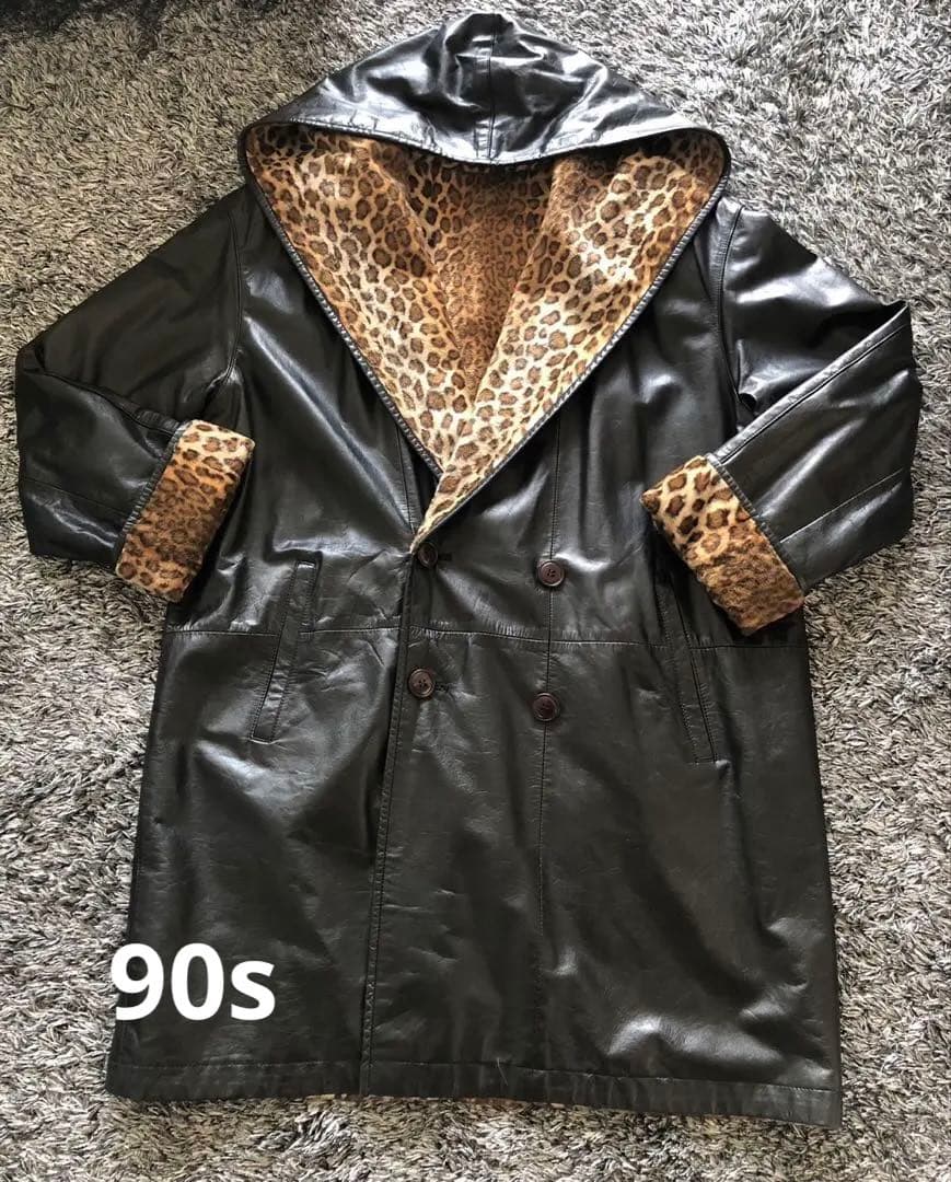 90sリバーシブルレザーレオパードジャケットヴィンテージ Y2K archive