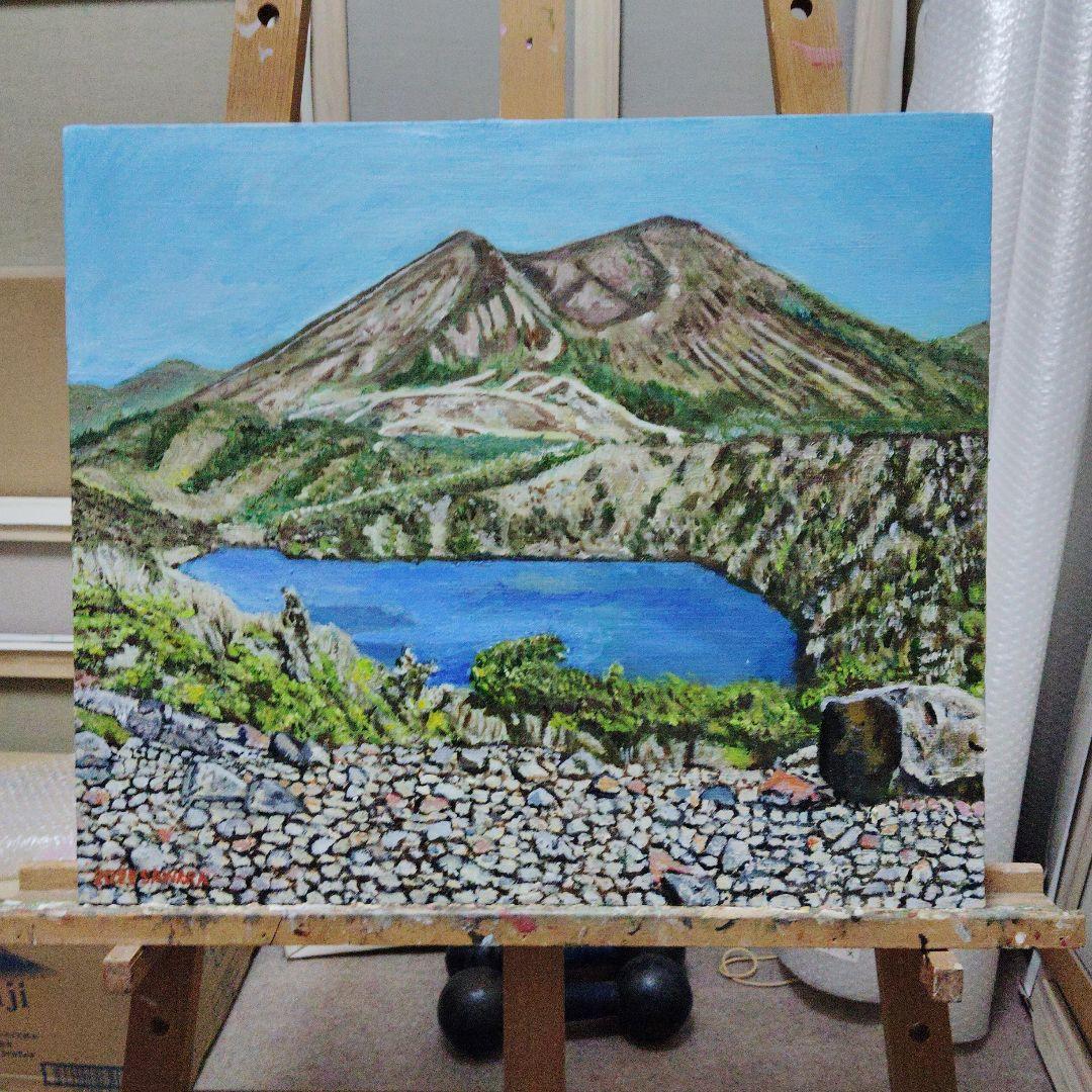 絵画、初夏の韓国岳から見た霧島の山、F10号、佐原聖春