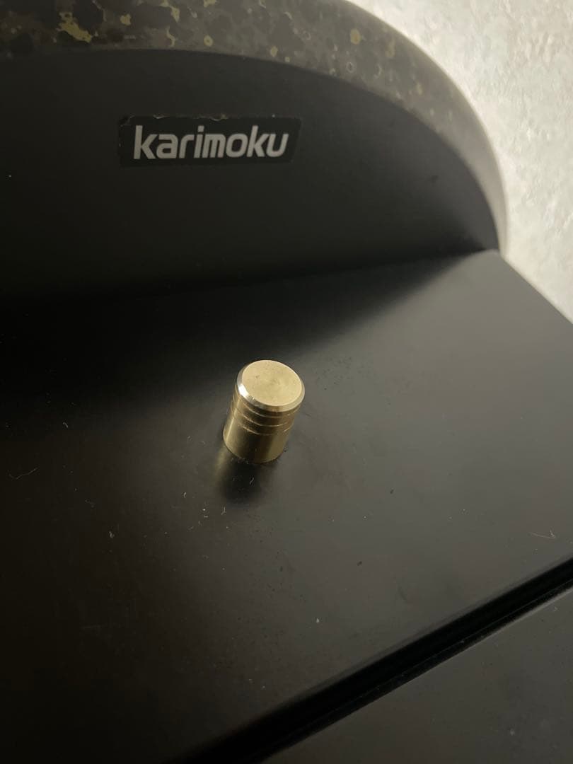 カリモク　黒い木　製電話台 引き出し付き