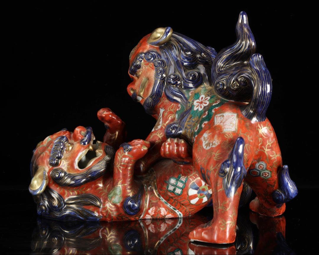 絡み獅子 戯れ獅子 狂い獅子 獅子 置物 縁起物 厄除 魔除 古美術 骨董品