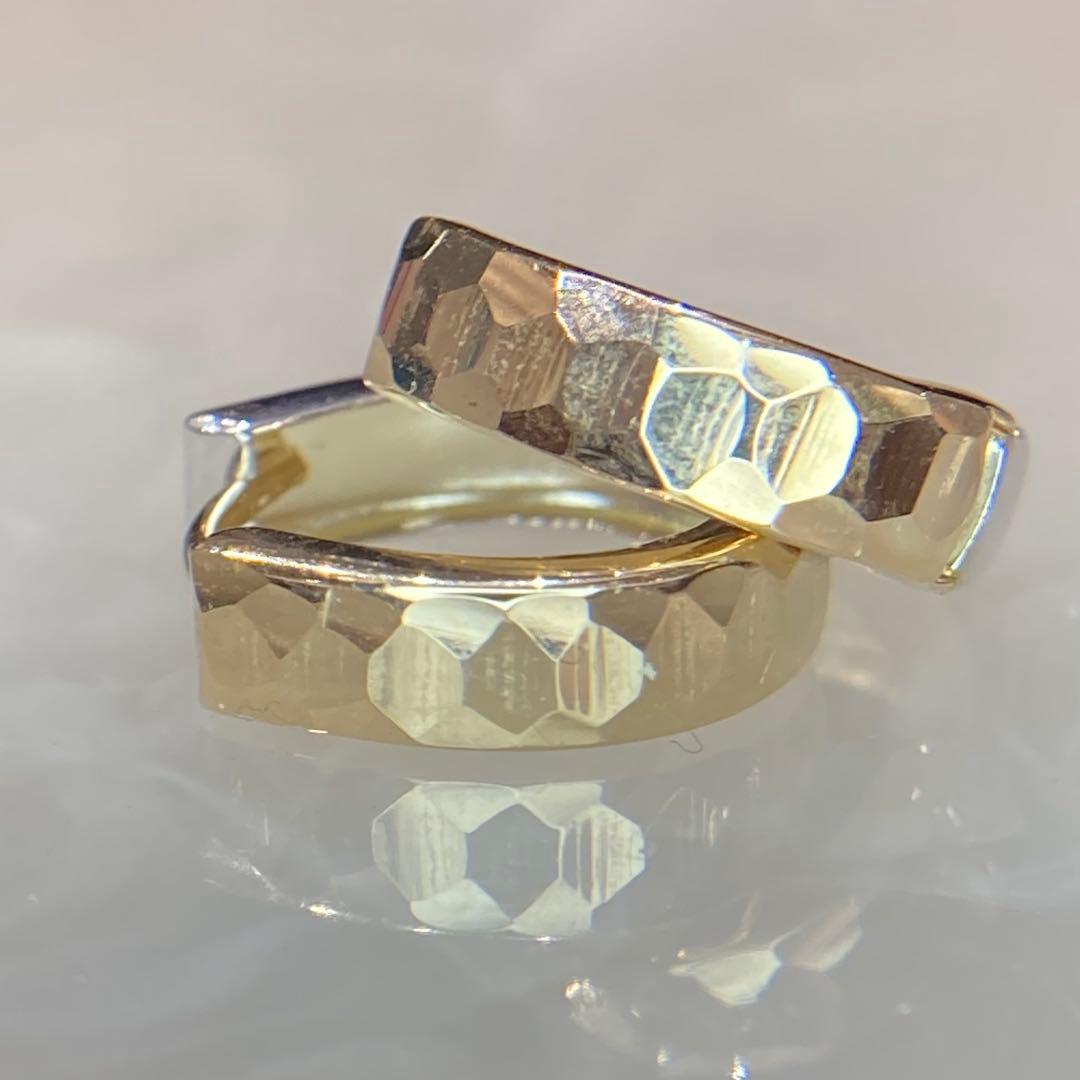 【新品未使用】k10YG k10WG リバーシブル　フープ中折れ式　ピアス