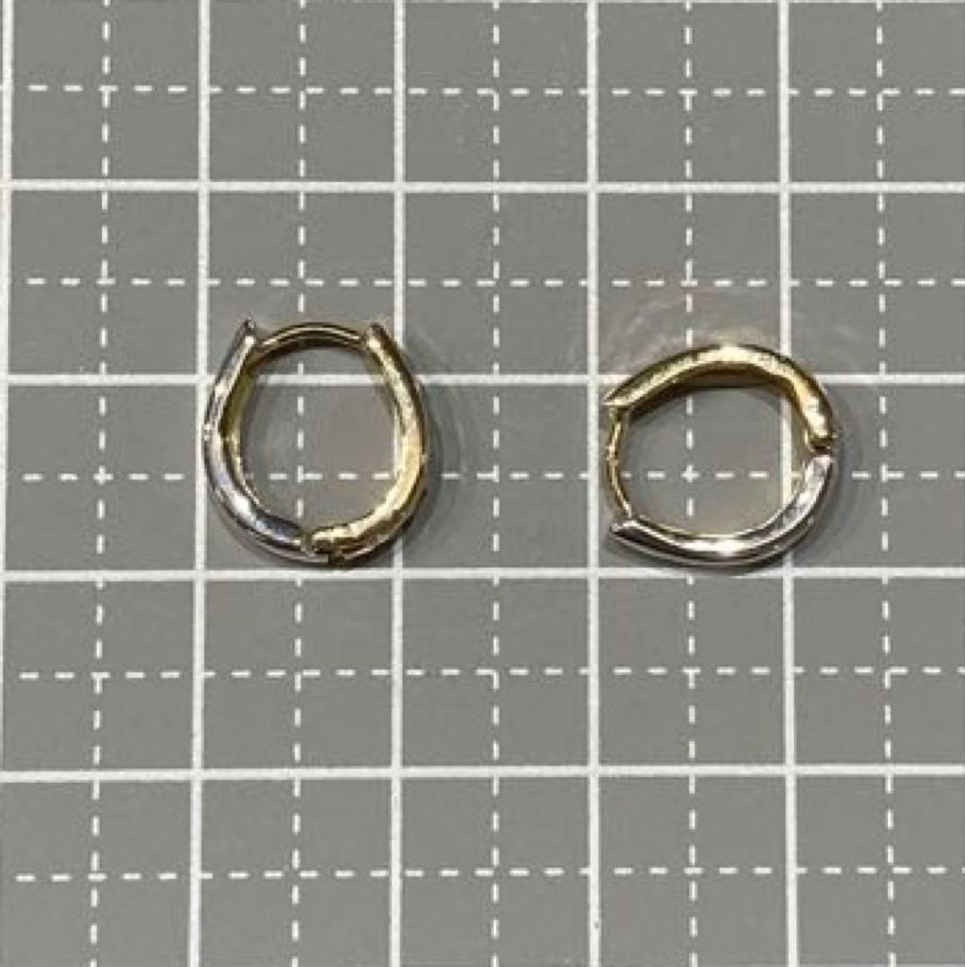 【新品未使用】k10YG k10WG リバーシブル　フープ中折れ式　ピアス