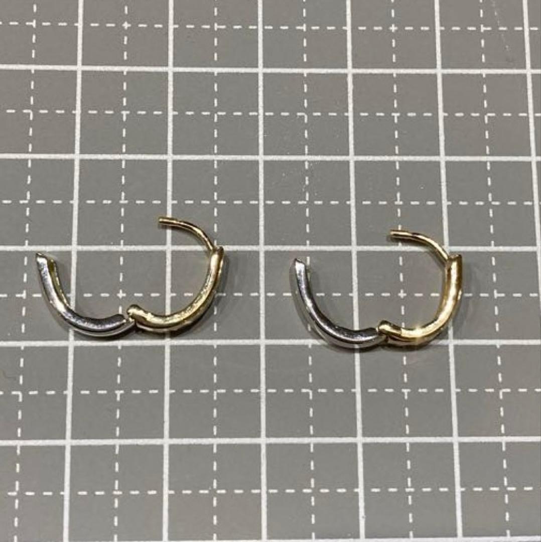【新品未使用】k10YG k10WG リバーシブル　フープ中折れ式　ピアス