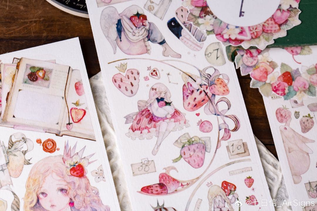 海外マスキングテープ 巻き売り No.240 人物 女の子 いちご 七日信