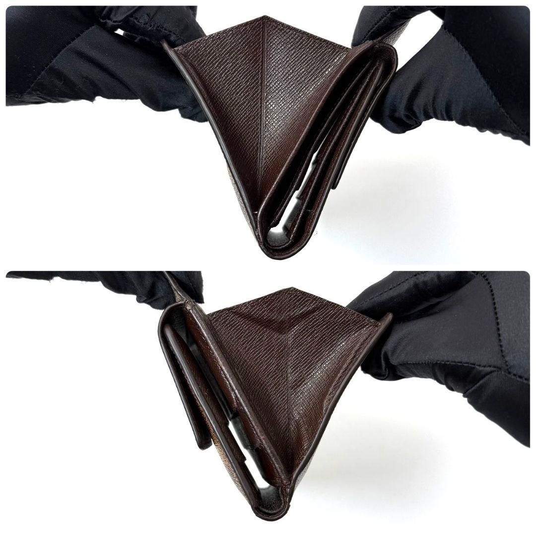 良品 ルイヴィトン ダミエ エベヌ ポルトモネ ビエ カルトクレディ 財布 W