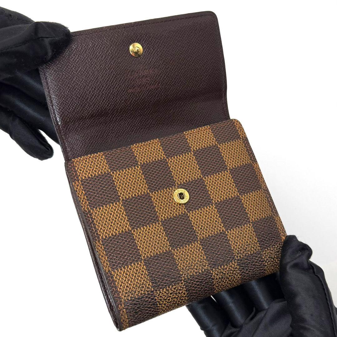 良品 ルイヴィトン ダミエ エベヌ ポルトモネ ビエ カルトクレディ 財布 W