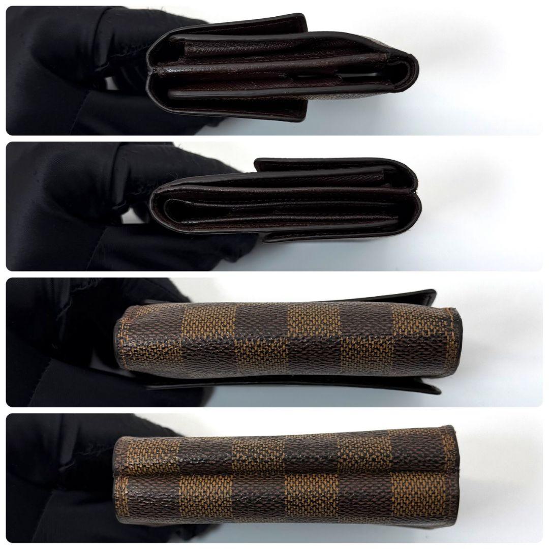 良品 ルイヴィトン ダミエ エベヌ ポルトモネ ビエ カルトクレディ 財布 W