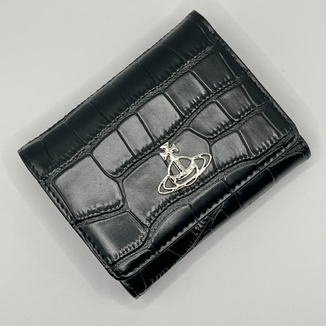 Vivienne Westwood 特価 未使用 がま口 折財布 黒 ウロコ柄