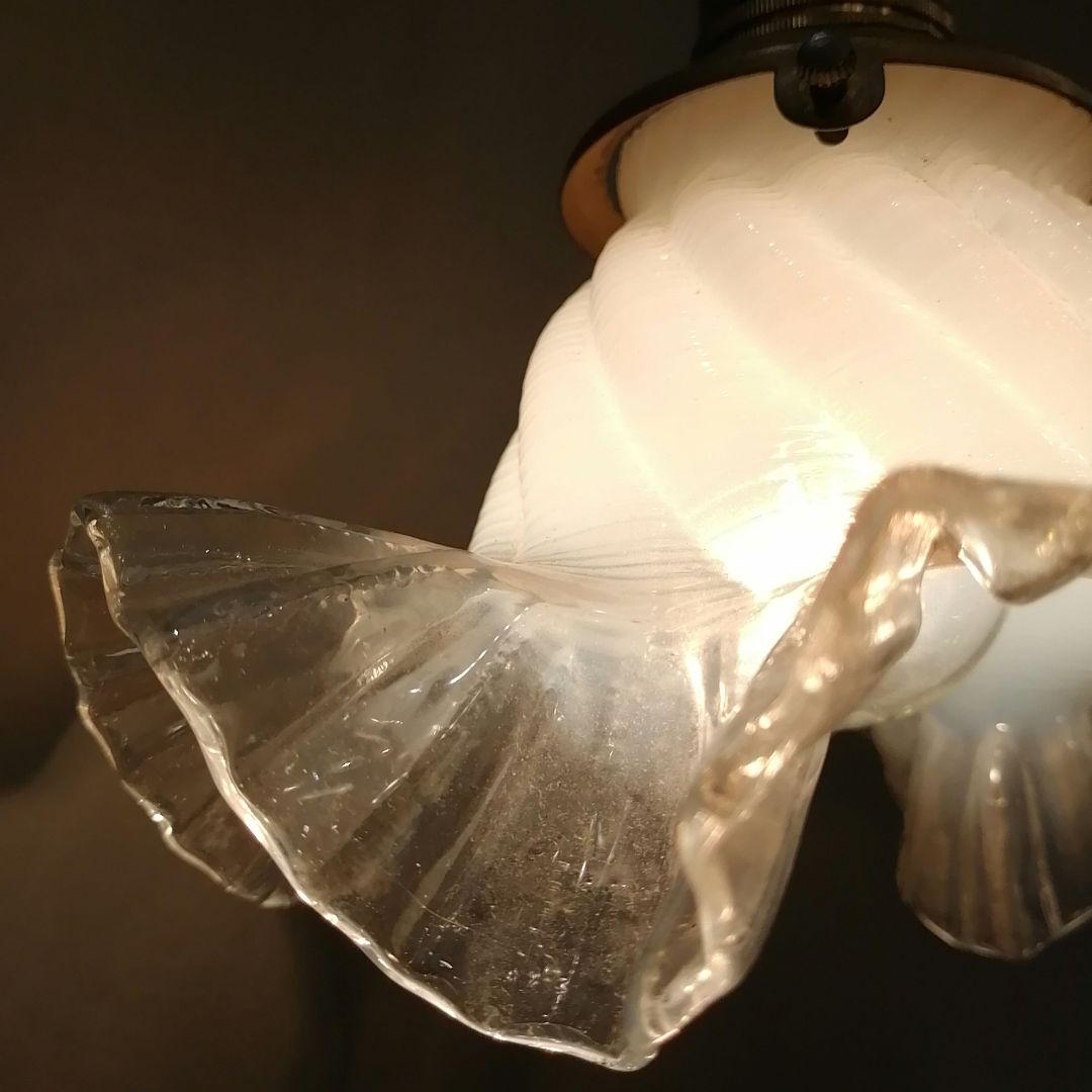 【希少】 ガラス製 ランプシェード フレンチ アンティーク オパールセント