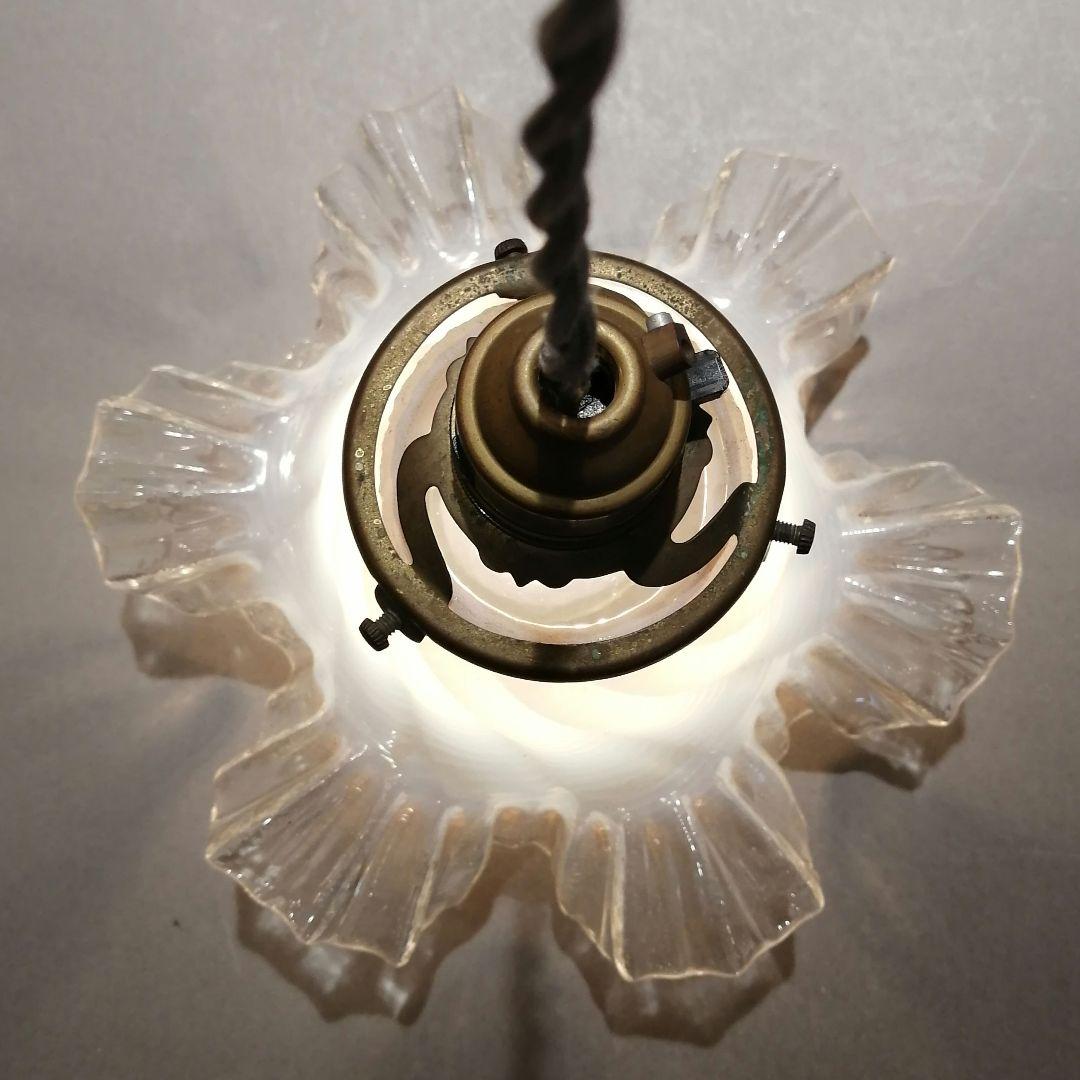 【希少】 ガラス製 ランプシェード フレンチ アンティーク オパールセント