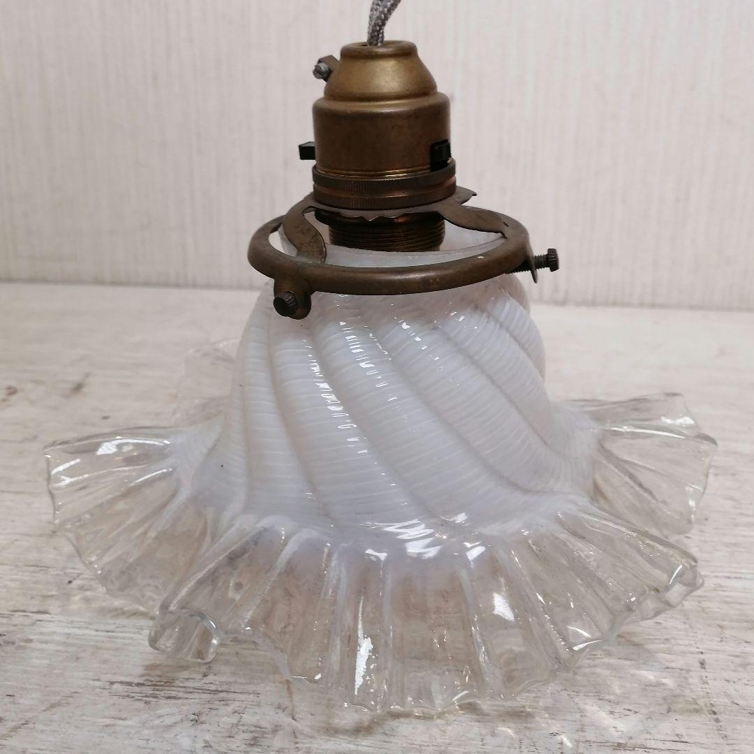 【希少】 ガラス製 ランプシェード フレンチ アンティーク オパールセント