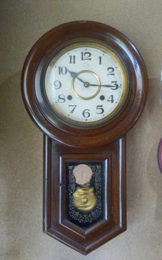 レトロな振り子掛けボンボン柱時計 稼働中 アンティーク ヴィンテージ