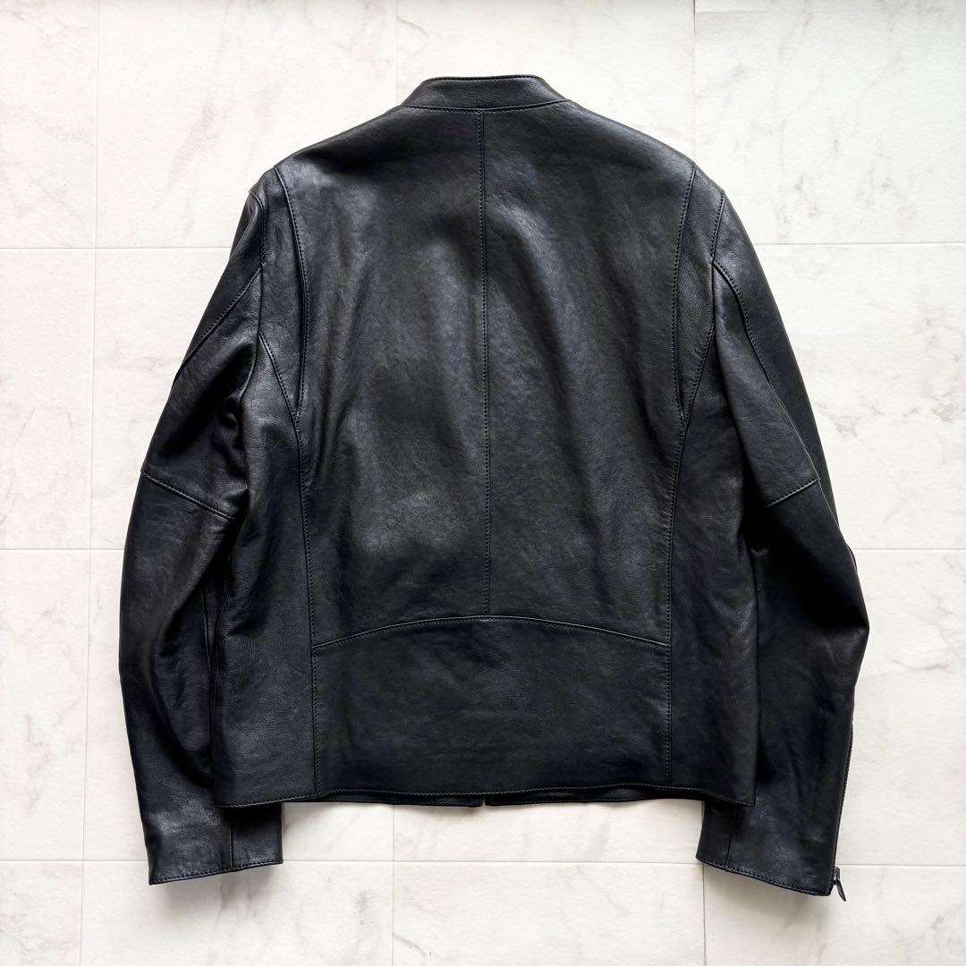 極美品 コーチ 現行 シングルライダースジャケット ラムレザー 黒 US L