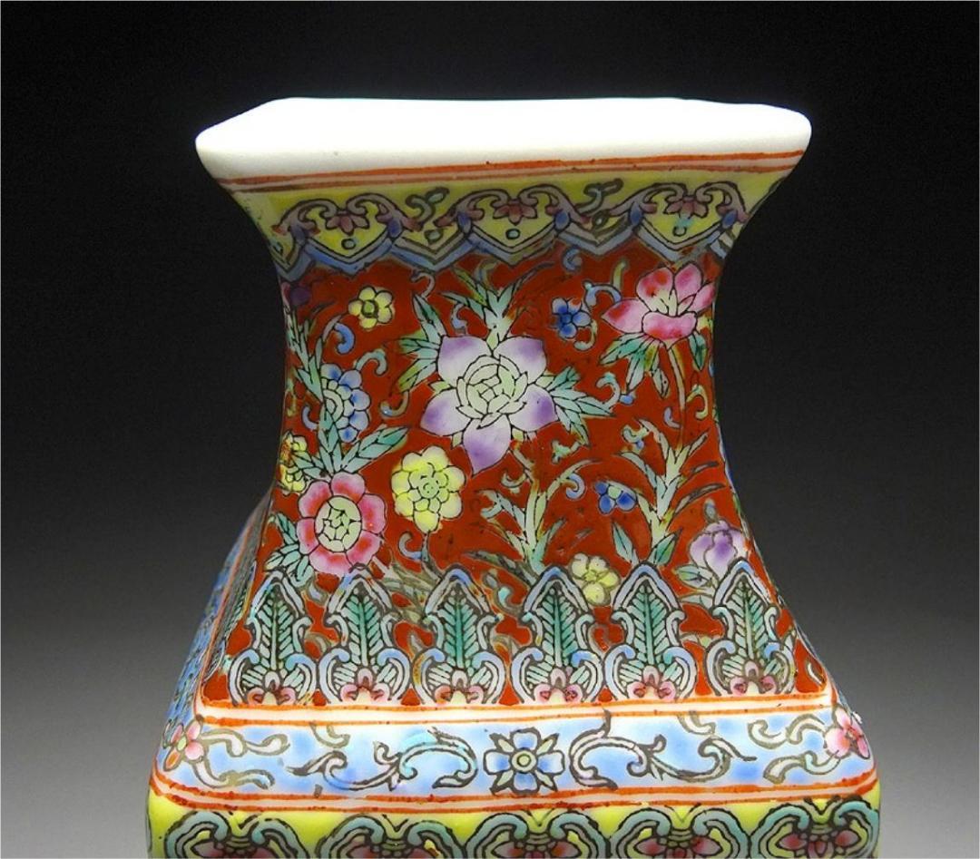 中国古玩 粉彩 花鳥図 花瓶 徳貴作 高約23cm 唐物 時代物 t71088