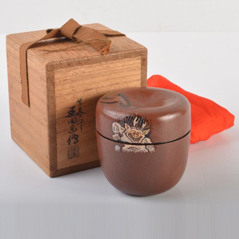 茶道具　竹器師　黒田宗博作　巴蒔絵　竹中棗　紫野　上田義山極め箱　V　6343