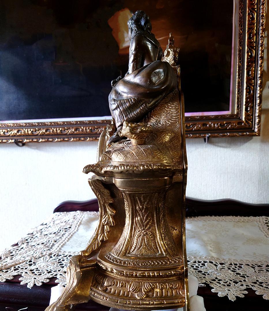 イタリア製置時計 インペリアル ブロンズ像 骨董品 アンティーク 動作確認済