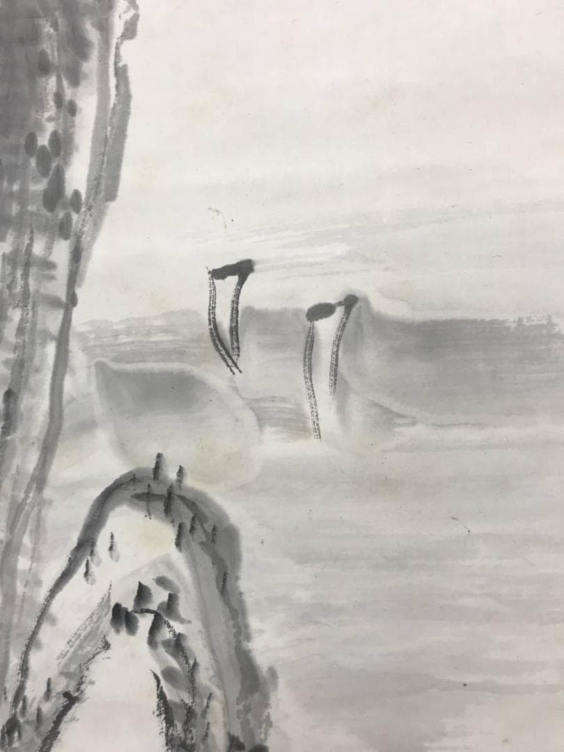 【真作】津田白印/倚山峻絶/山水図/幽居図/掛軸/名家伝来/AC-115