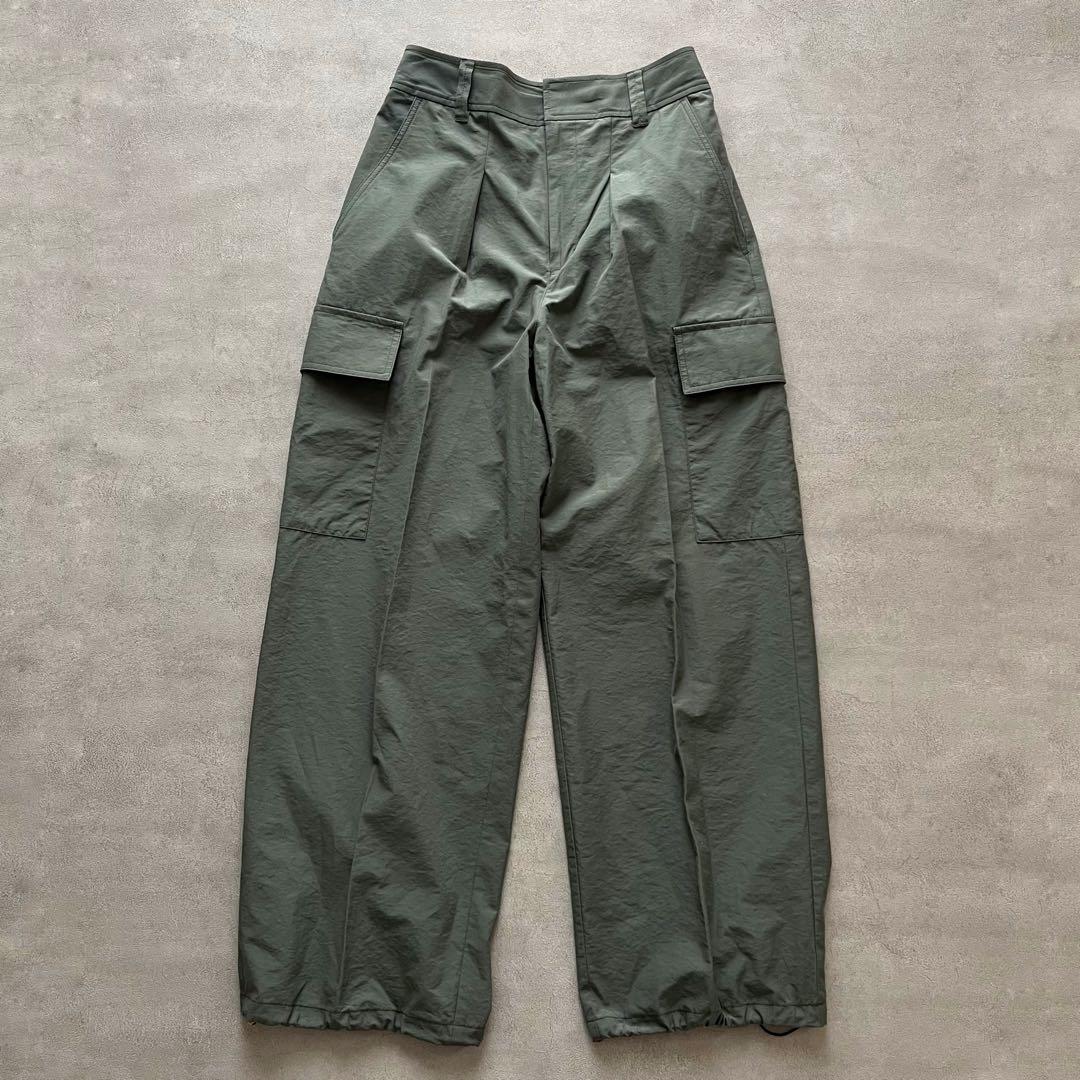 allureville アルアバイル 美品 ワイドカーゴパンツ カーキ