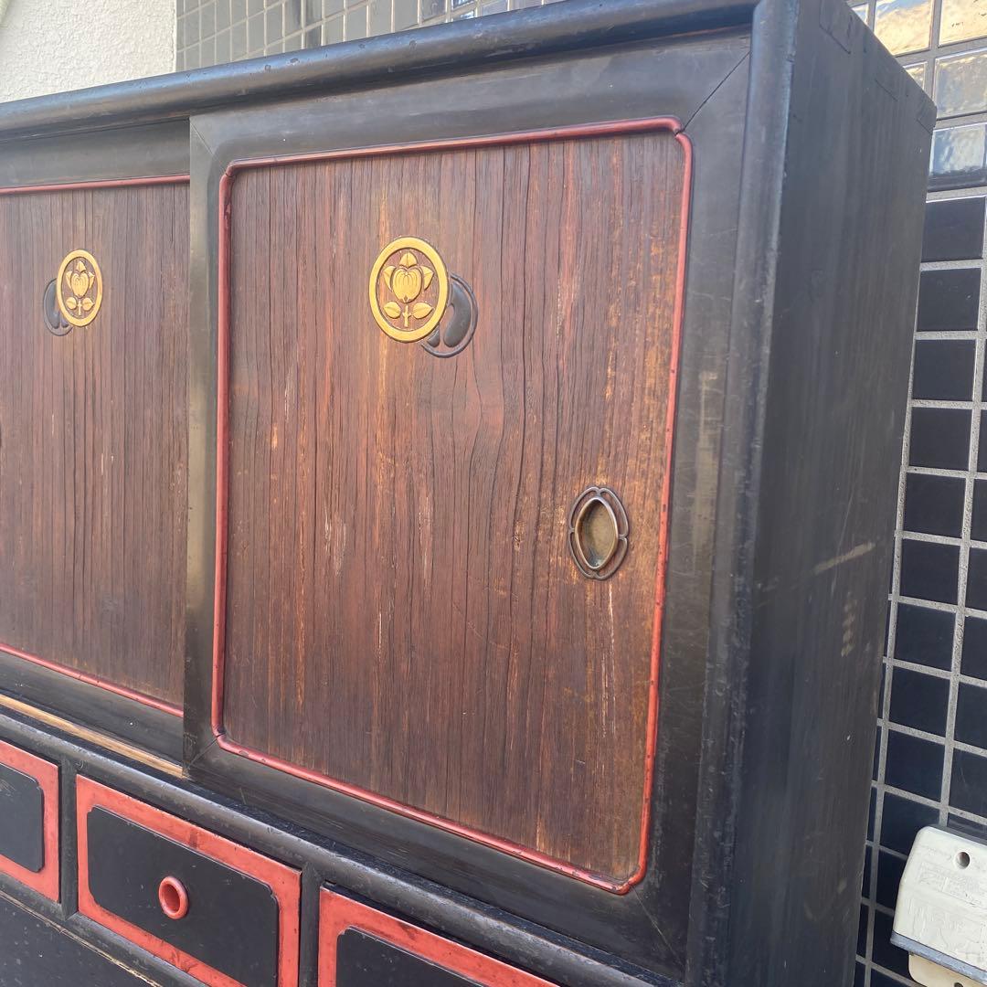 時代物 蒔絵 漆塗り飾り棚 骨董品 大正 大工 アンティーク家具 店舗什器