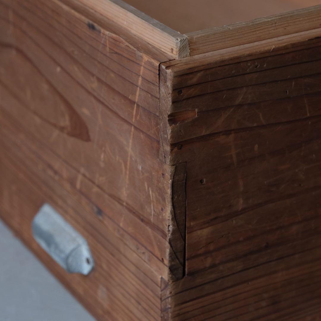 杉材 ２杯抽斗付収納箱　木箱 引き出し 箪笥 座卓 古家具 古道具 アンティーク