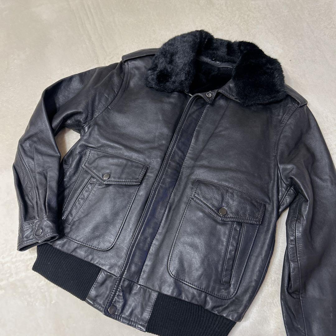 未使用級 vintage レザー G1 フライトジャケット MA-1 ファー