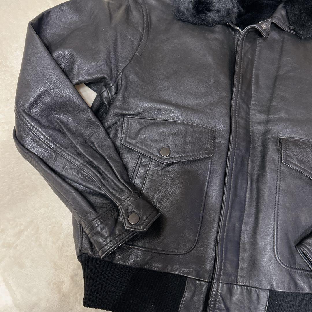 未使用級 vintage レザー G1 フライトジャケット MA-1 ファー