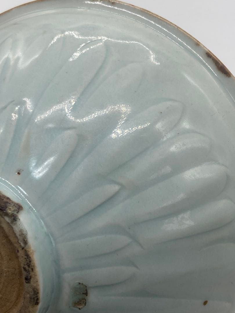 中国　青白磁畫花蓮池鴨紋碗　湖田窯　木箱入　送料込み0111