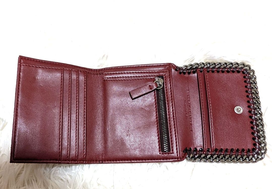 ステラマッカートニー♥️三つ折り財布ファラベラ チェーン 赤 バーガンディ