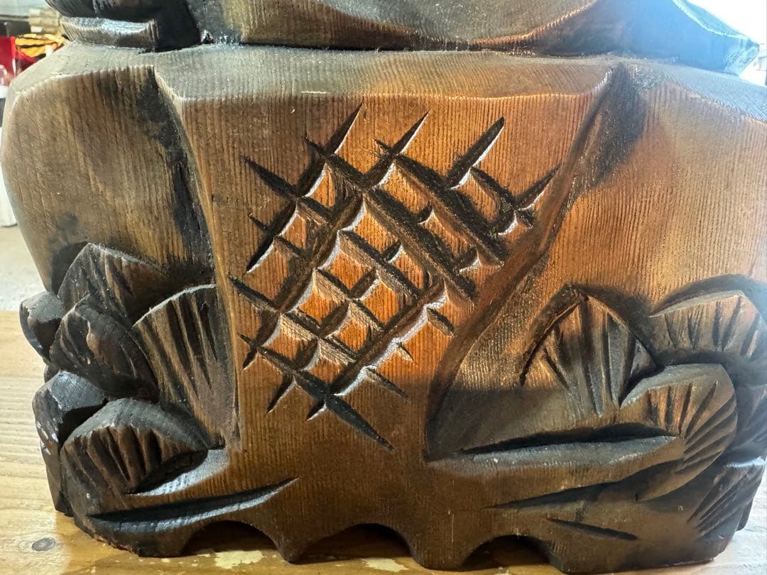 特大 木彫 寿老人 七福神 無垢材 一刀彫 置物 90cm