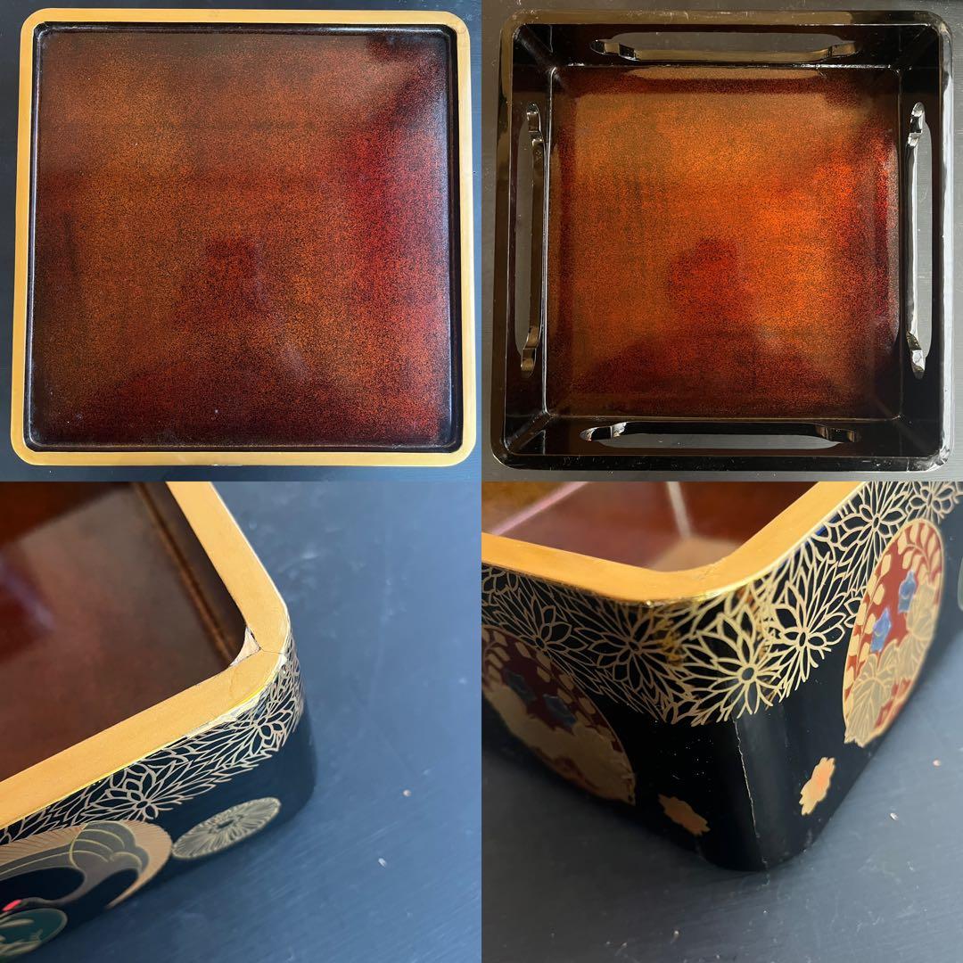 重箱 最高級 四段 重台 金盛 高蒔絵 螺鈿 梨子地 漆共箱 正月 おせち