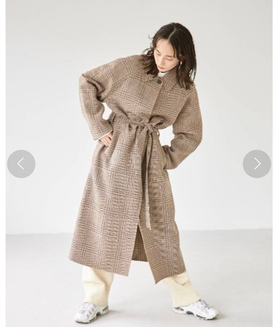 【TODAYFUL】 ベージュステンカラーチェックコート 38