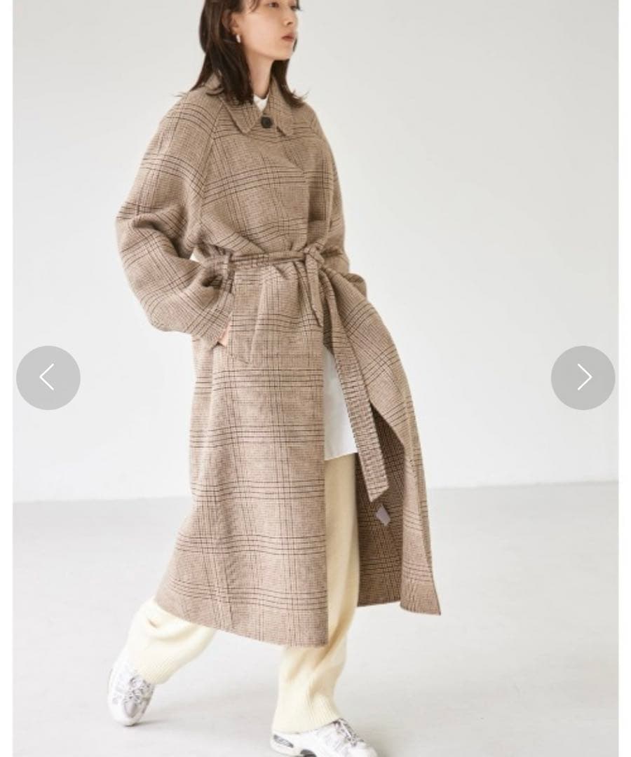 【TODAYFUL】 ベージュステンカラーチェックコート 38