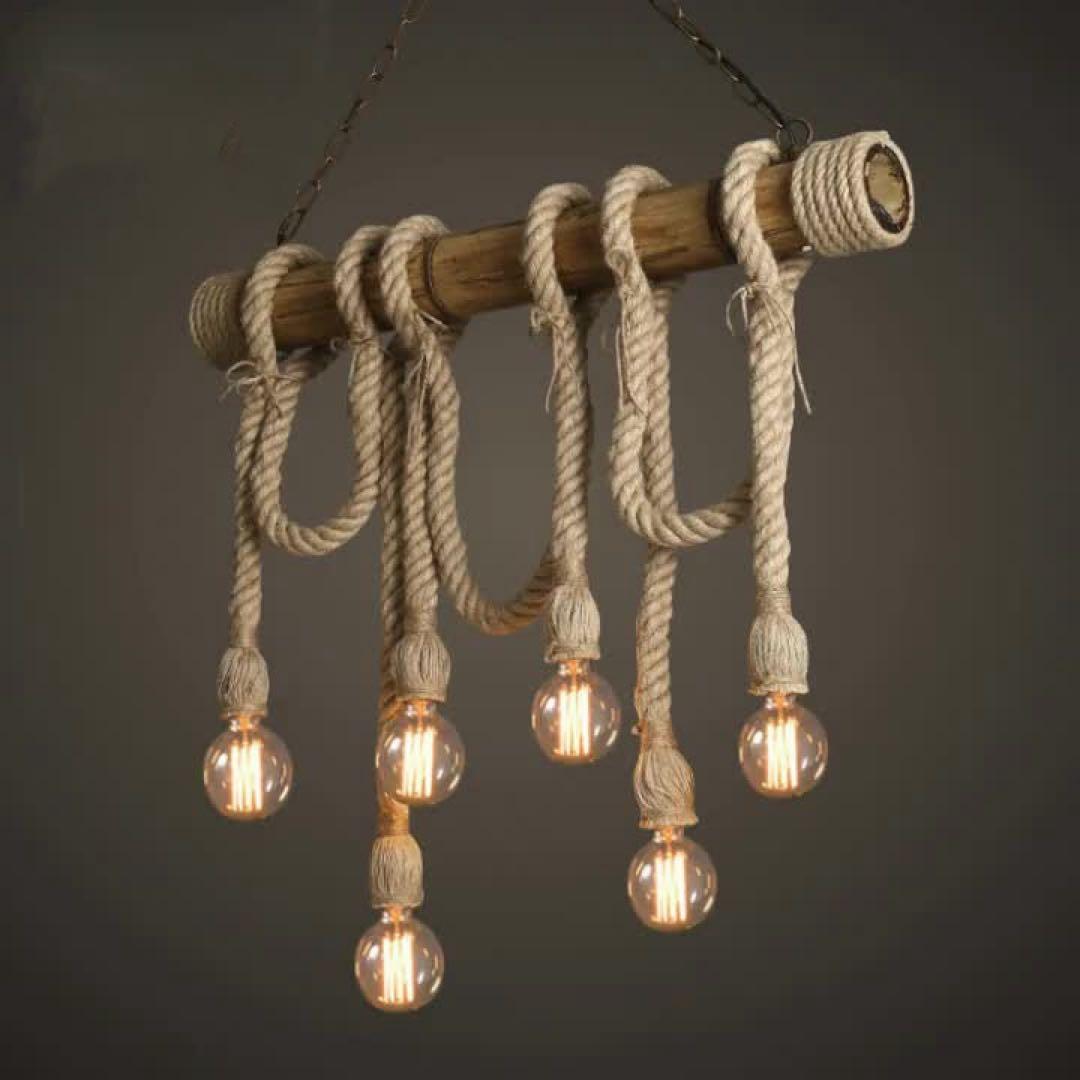 パーソナリティレストランレトロ麻ロープシャンデリア YMA942 6灯