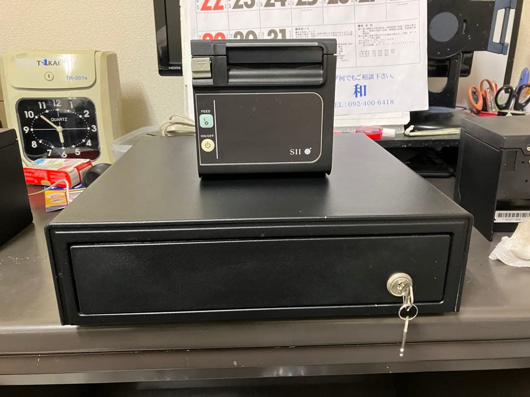 ★セイコースマレジ対応サーマルプリンター&キャッシュドロワー黒一式エプソンSII