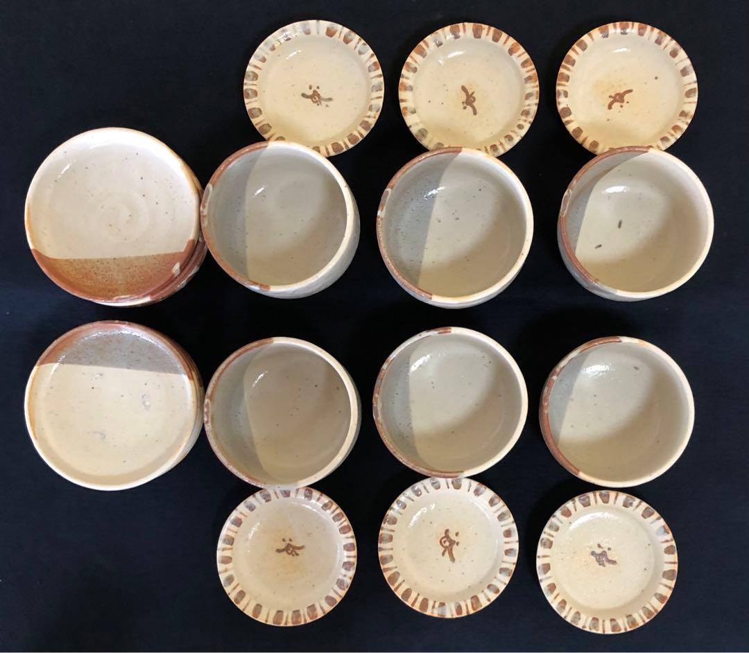 《R》志野 弁当蓋物6客 加藤十右衛門 共箱 懐石　250716E3