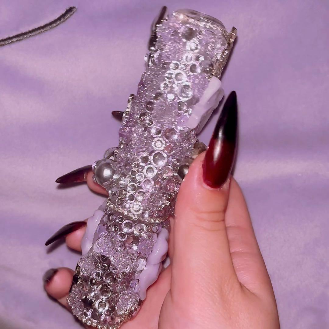 紫×シルバーiQOSケースデコ