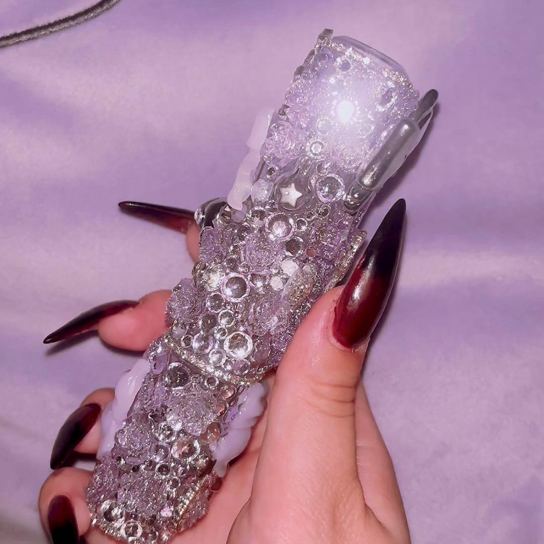 紫×シルバーiQOSケースデコ