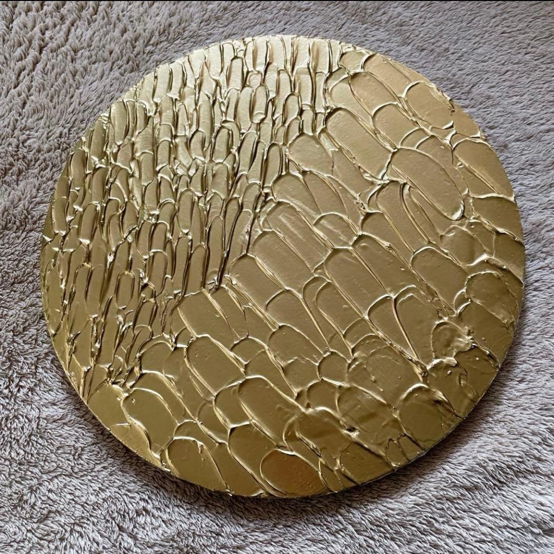 TAKU様用｜2枚｜ゴールド×シルバーテクスチャーアート｜ゴールド円形｜抽象画