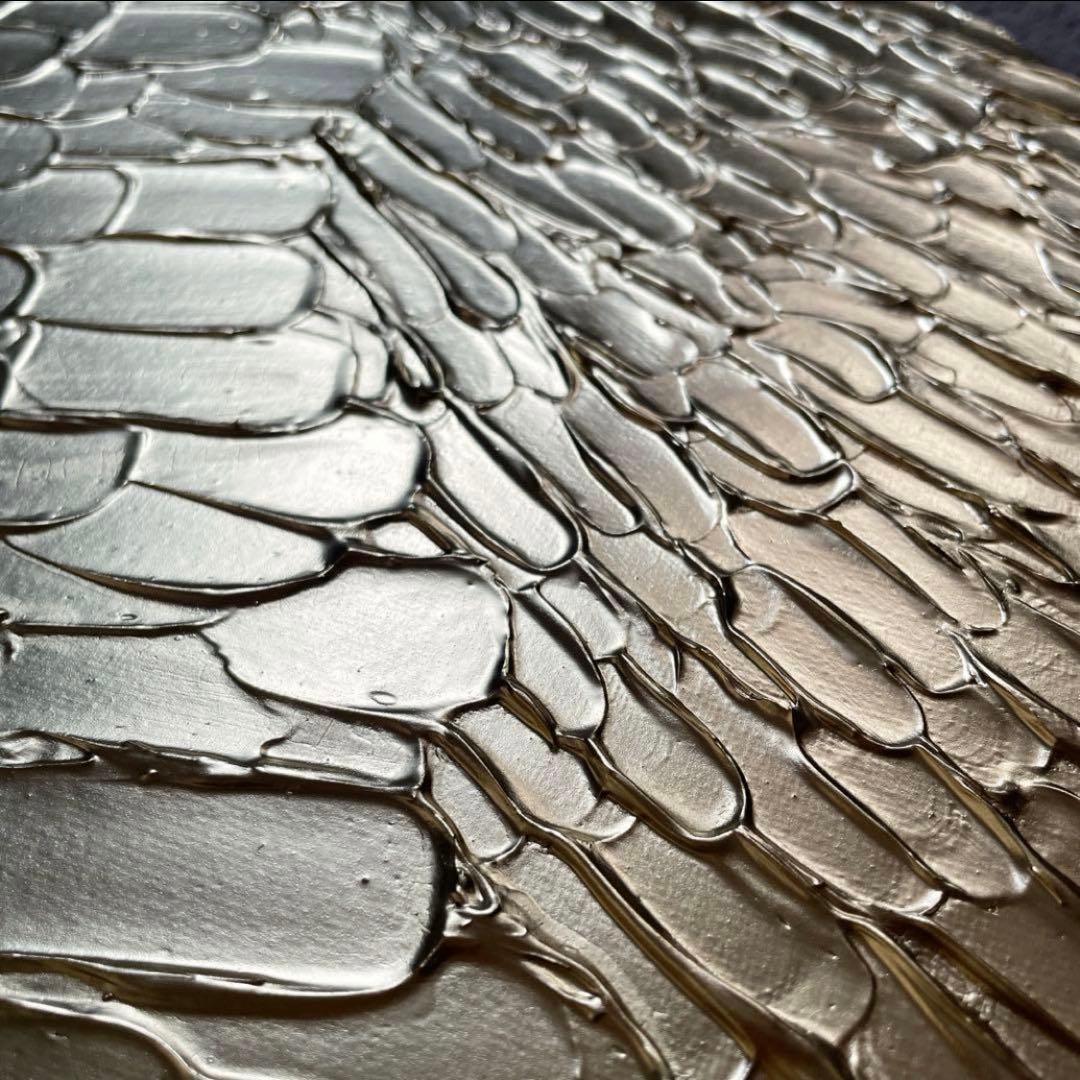 TAKU様用｜2枚｜ゴールド×シルバーテクスチャーアート｜ゴールド円形｜抽象画