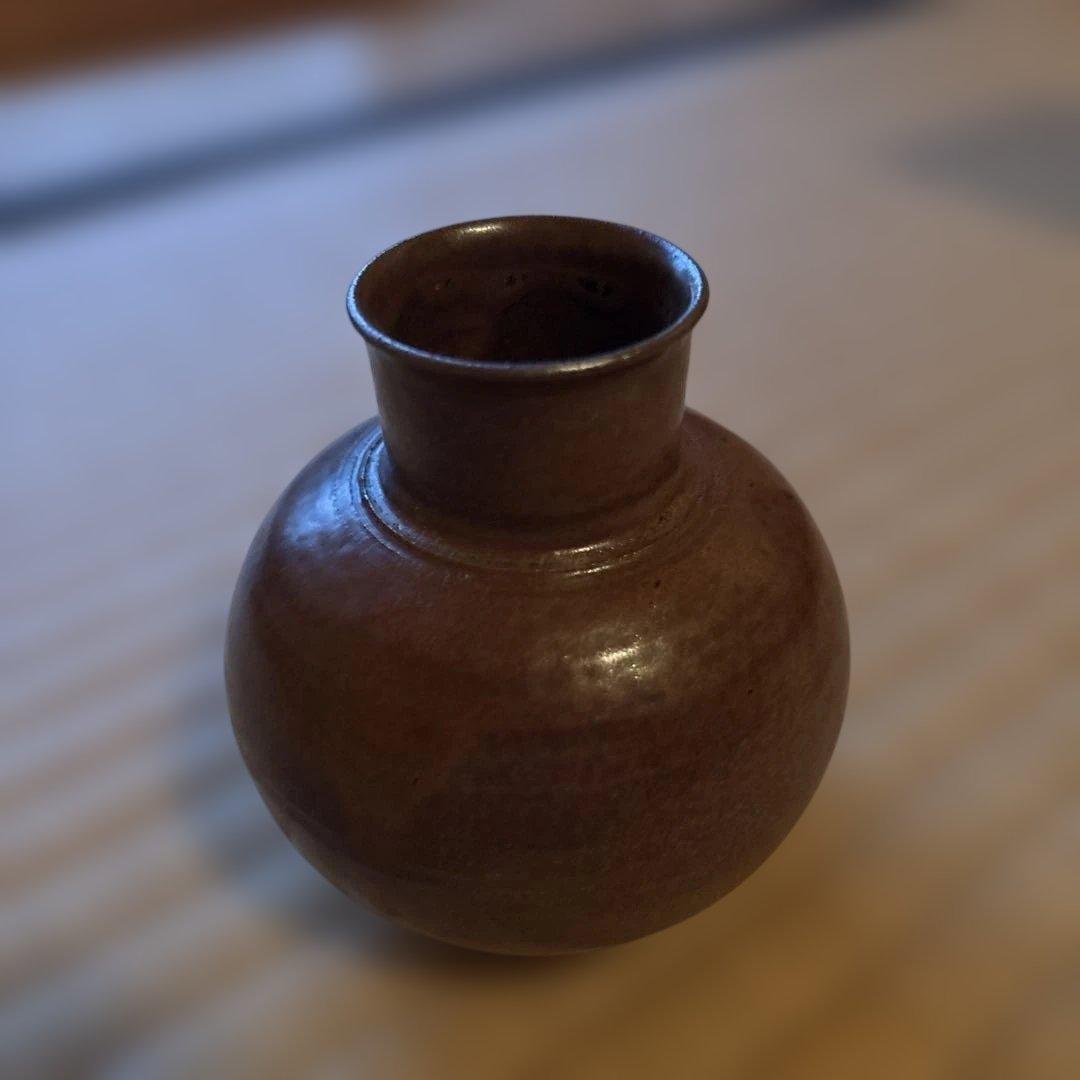 値下げ！茶道具　－　茶入　大名物 唐物 利休丸壺写茶入 仕覆　藤種緞子