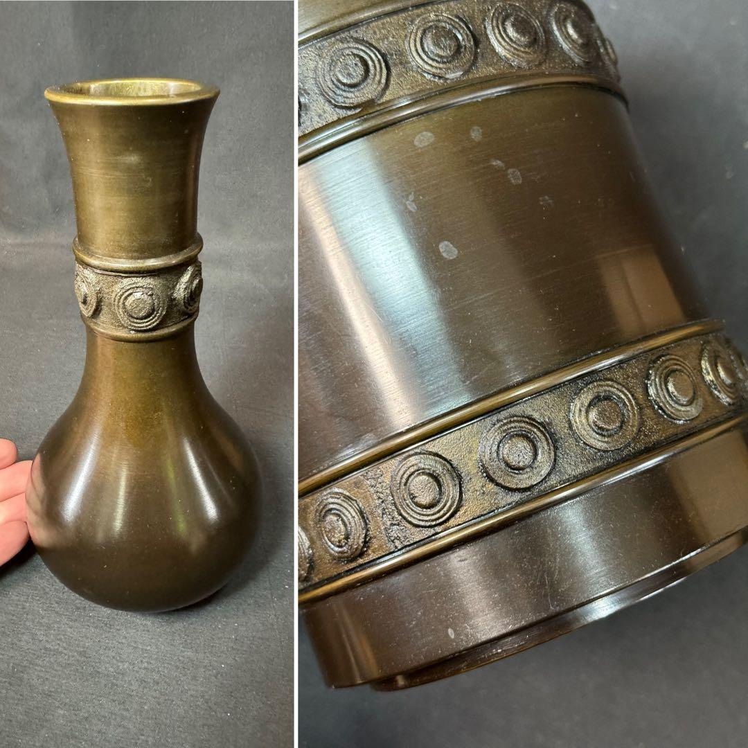 E964 送料無料　唐銅皆具　建水　尺立　水指　茶道具　蓋置 共箱　口糸目