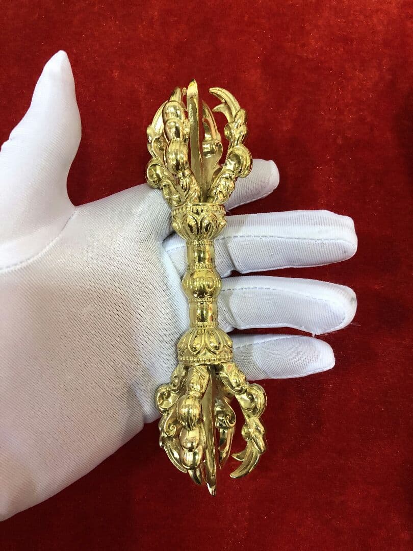 【修縁堂】仏教法器 五鈷杵 金剛杵 密教法具 真鍮製 vajra 10cm