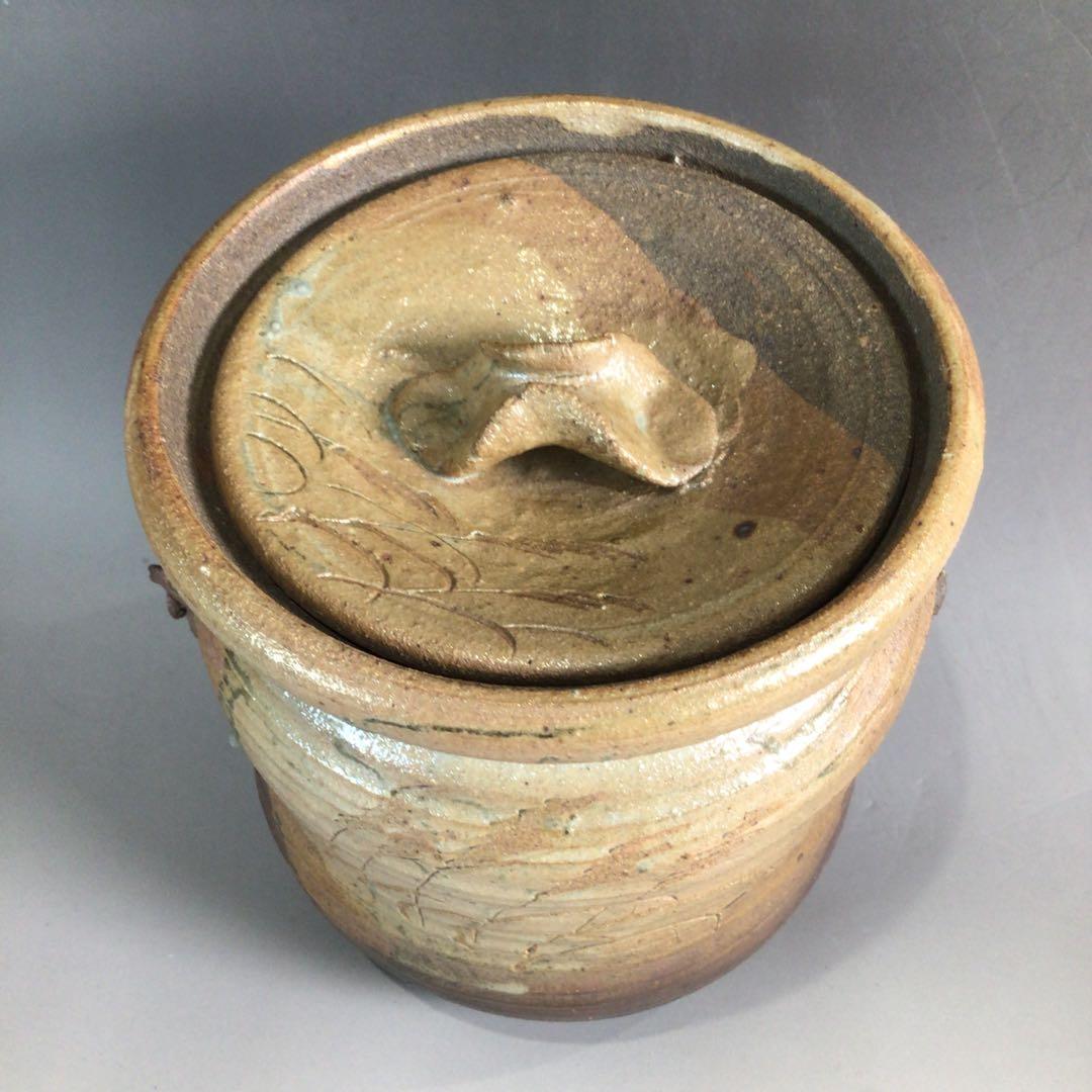 Ｐ２９５　水指　『在銘』『窯変錦彩』『耳付水指』　共箱　茶道具