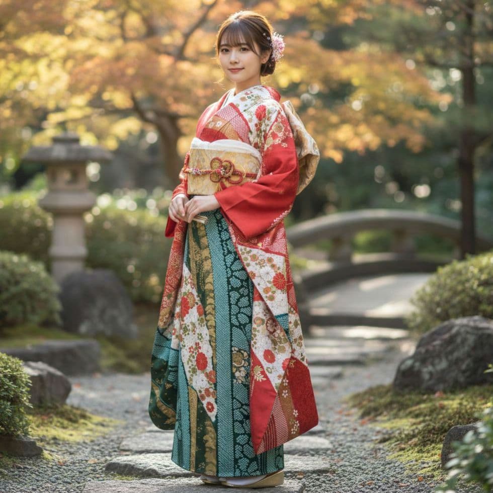 ☆とまとまと☆振袖フルセット(8点)・絞り・古典柄・吉翔文様・金駒刺繍