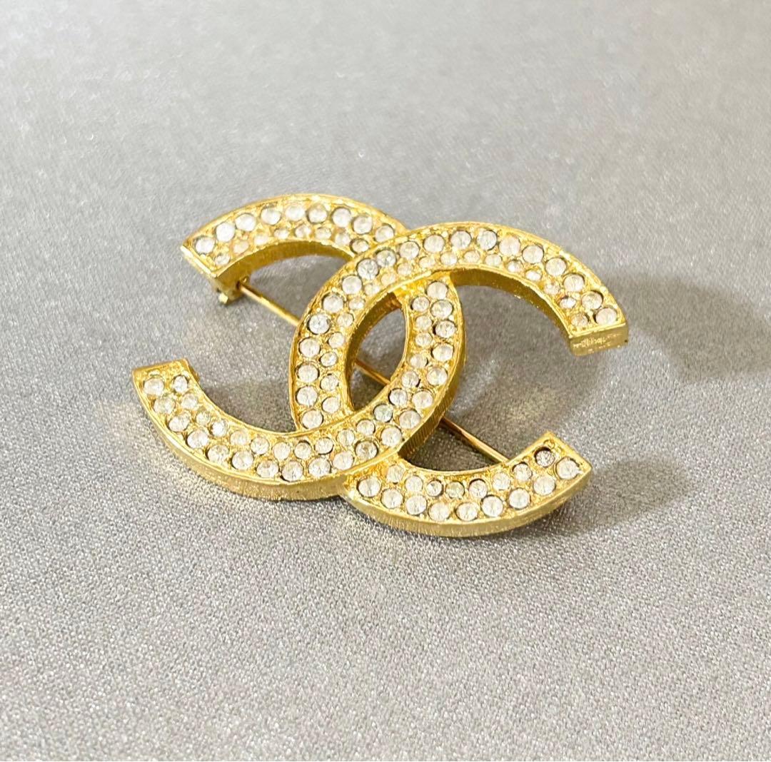 美品 CHANEL ココマーク ラインストーン ブローチ ヴィンテージ